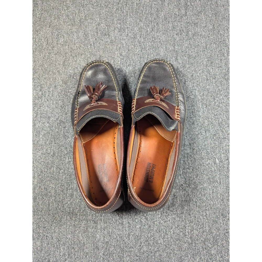 Johnston & Murphy Mens 9.5 M Black Brown Leather Tassel Loafers 25-3981 Brazil